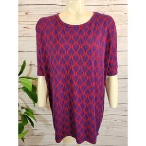 LulaRoe Irma Tunic Top Mid-length Sleeves Crew-Neck Purple Sz S